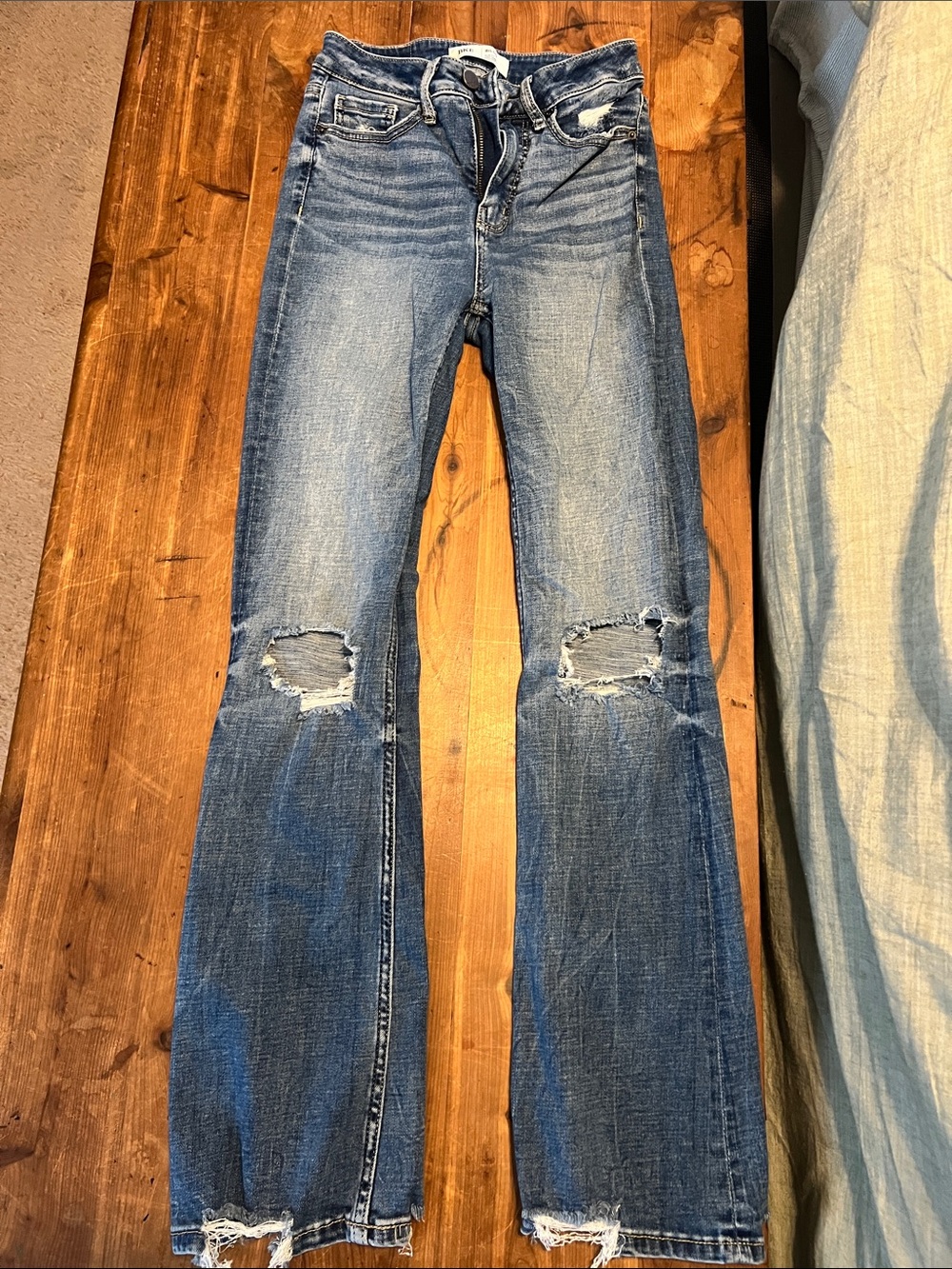 BKE Billie Slim Fit High Rise Bootcut Jeans Blue Waist 24